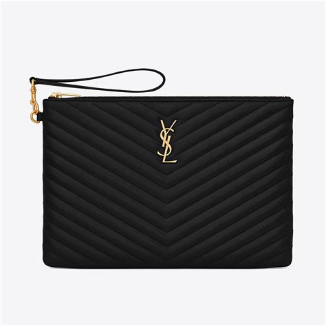 ysl monogram pouch in black matelassé leather|Saint Laurent Monogram Matelassé Leather Pouch .